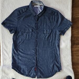 Sovereign Code Los Angeles Blue Cotton Chambray Denim Button Down Shirt L Casual